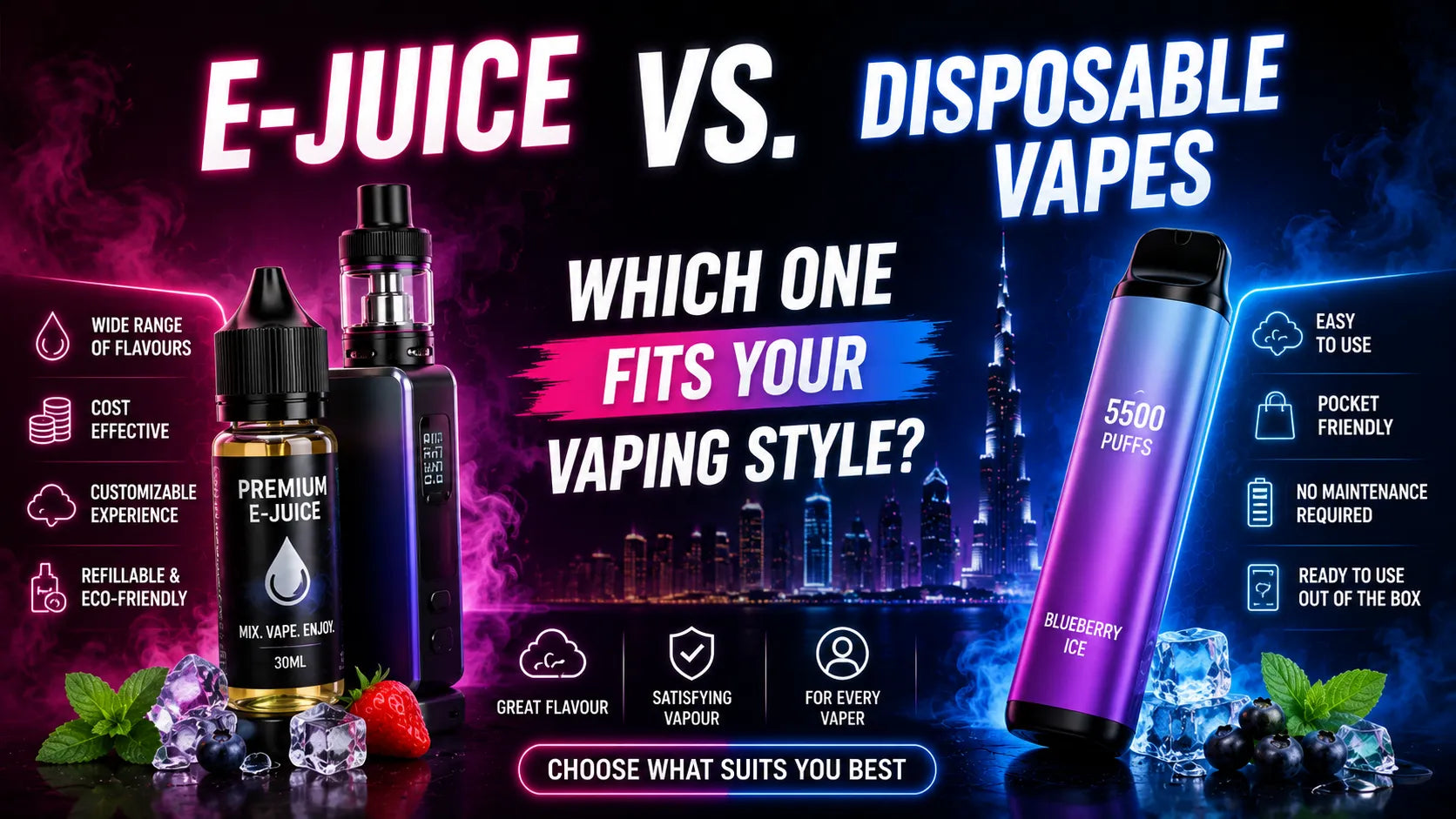 E-JUICE VS. DISPOSABLE VAPES: WHICH ONE FITS YOUR VAPING STYLE?