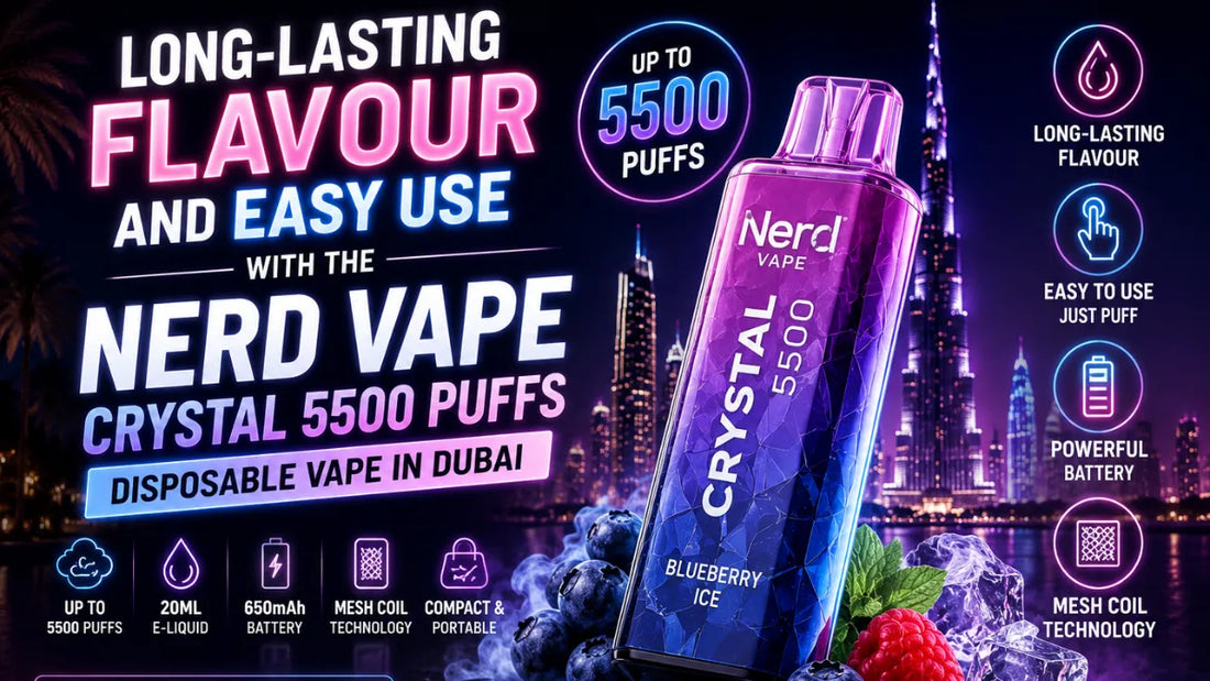 LONG-LASTING FLAVOUR AND EASY USE WITH THE NERD VAPE CRYSTAL 5500 PUFFS DISPOSABLE VAPE IN DUBAI: