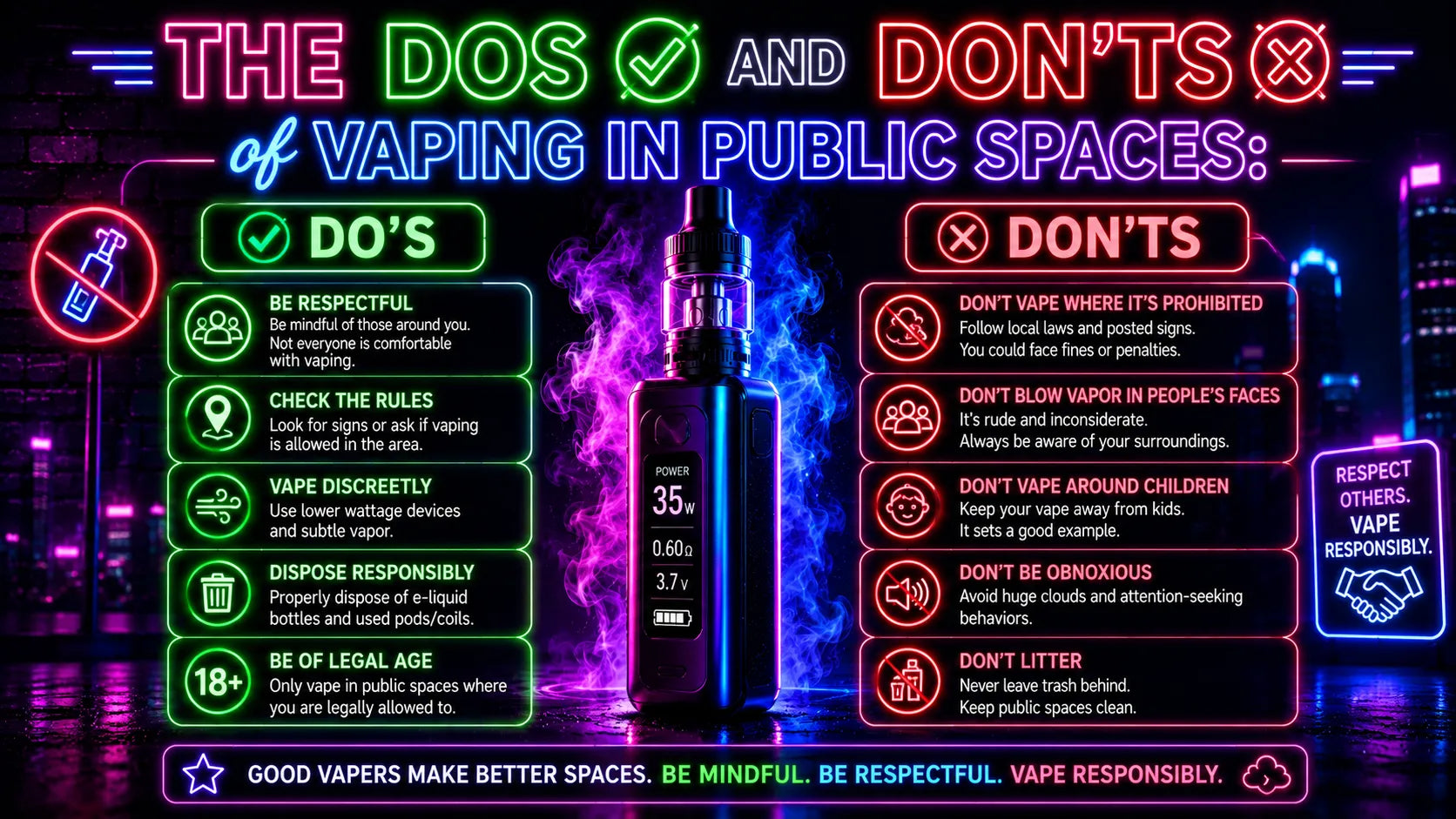 THE DOS AND DON’TS of VAPING IN PUBLIC SPACES
