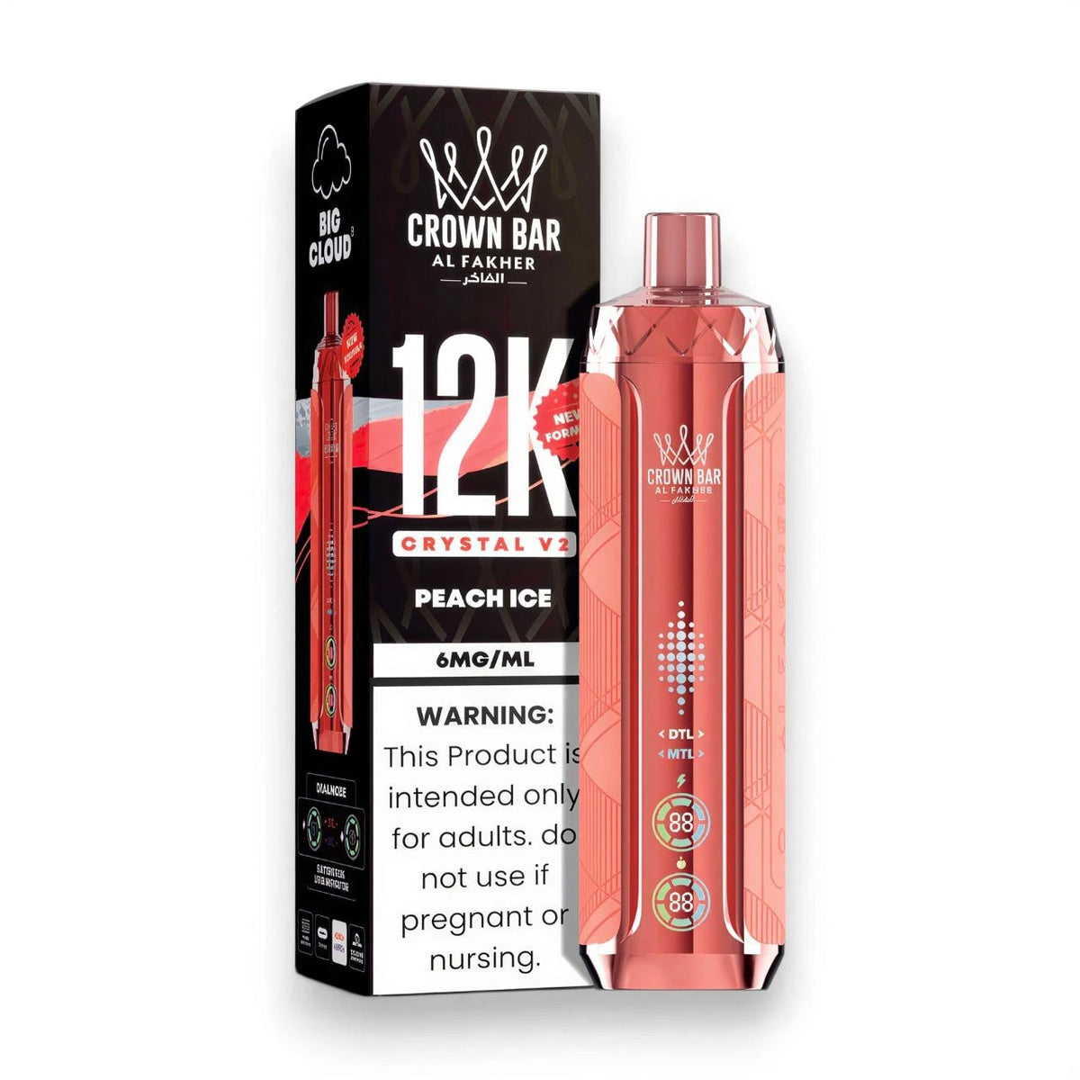 Al Fakher Crown Bar Crystal V2 12K Peach Ice