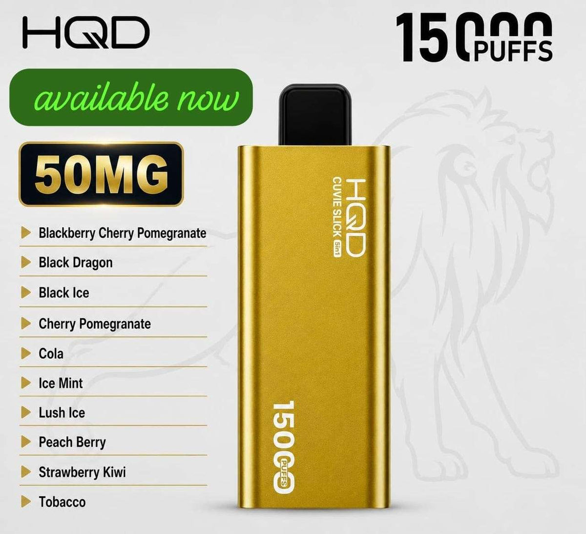 HQD Cuvie Slick Pro 50Mg 15000 Puffs