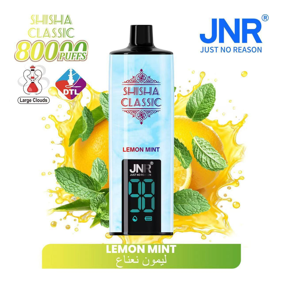 JNR Shisha Classic 80000 Puffs Lemon Mint